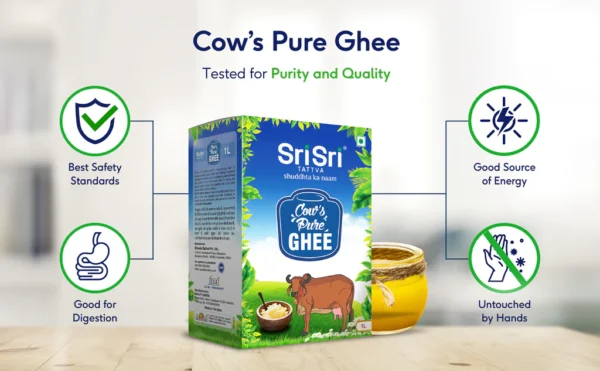 Sri Sri TATTVA shuddhta ka naam Cow Ghee - Pure Cow Ghee for Better Digestion and Immunity - 1 Litre